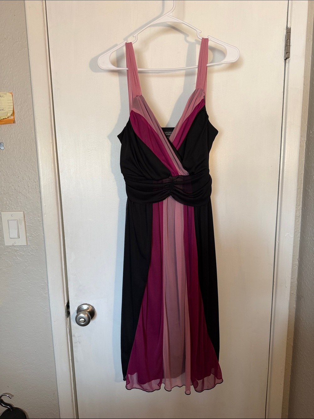 Dress Barn Black and Magenta Gradient Midi Dress